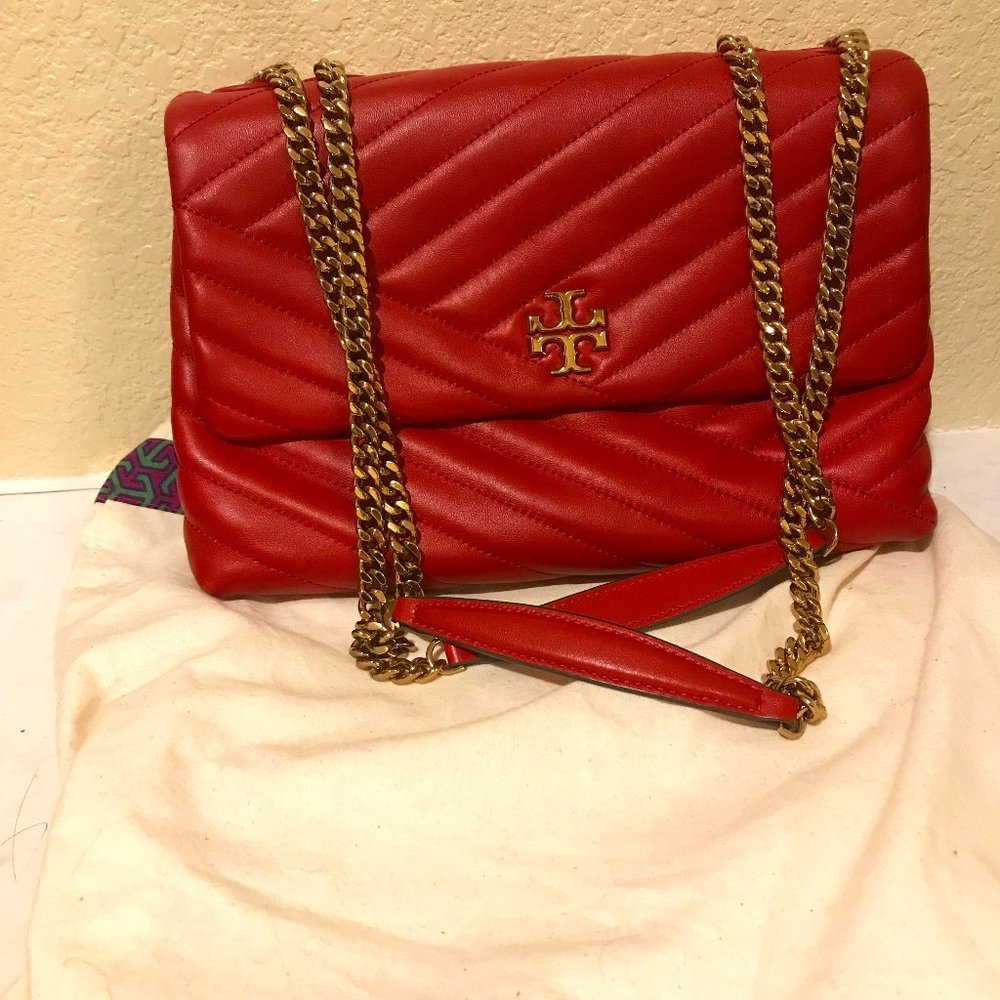 Tory Burch Red Apple Chevron Shoulder Bag